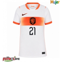 Camiseta Países Bajos Frenkie de Jong #21 Visitante Equipación para mujer Mundial 2026 manga corta